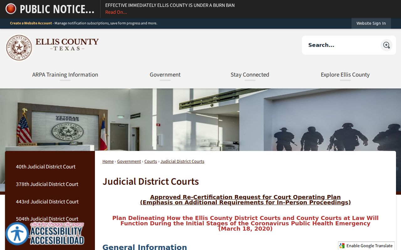 Ellis County arrest warrant records, district court jurisdiction