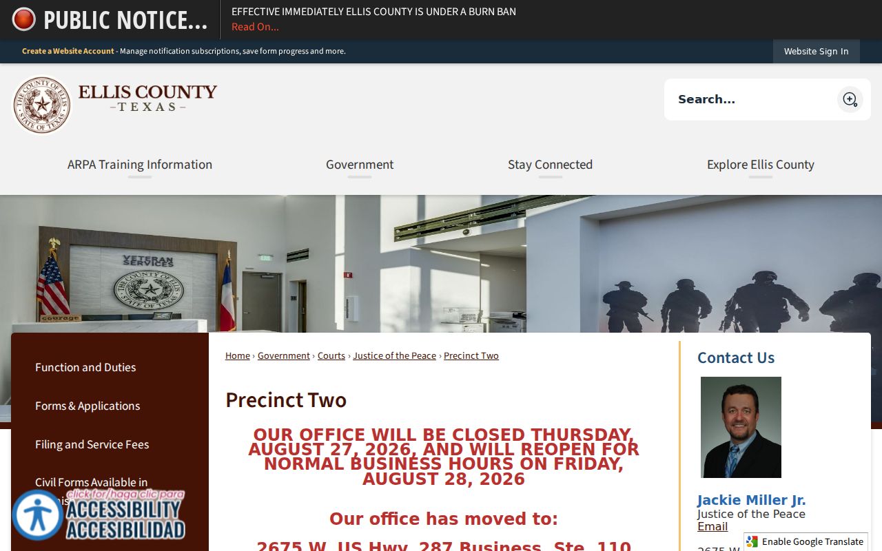 Ellis County JP bench warrant records, Precinct Two payment notice