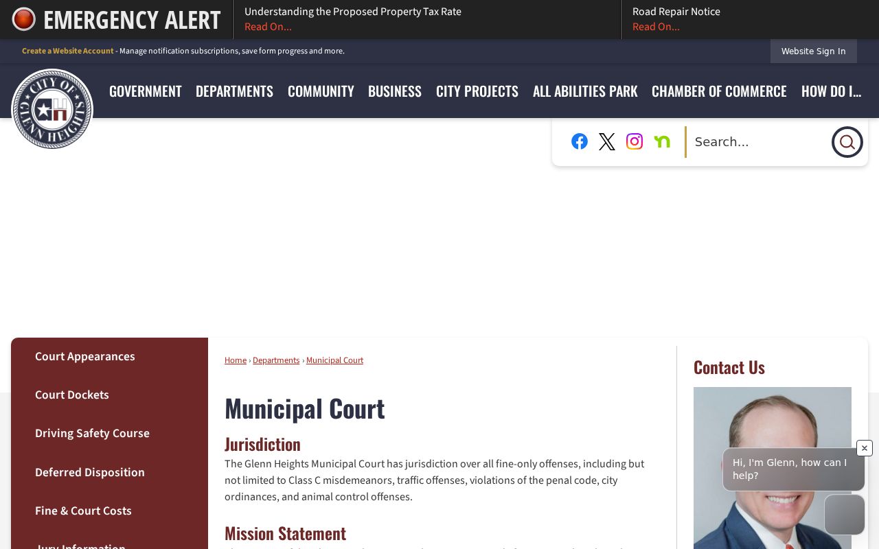 Ellis County Glenn Heights warrant records, 2026 Municipal Court amnesty notice